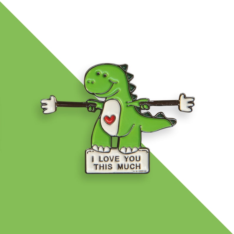 I love you this much dino enamel pin dinosaur pin I Love Dinosaur Pins Animal Hard Enamel Pin Pin Gift For Her image 1