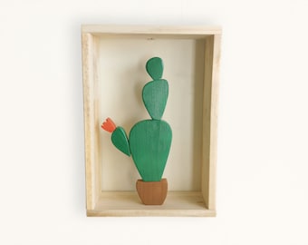 Reclaimed Wood Cactus Wall Art: Hanging Shelf Decor
