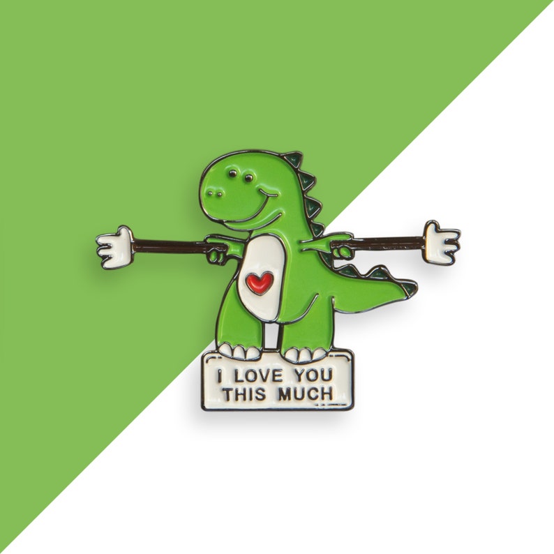 I love you this much dino enamel pin dinosaur pin I Love Dinosaur Pins Animal Hard Enamel Pin Pin Gift For Her image 2