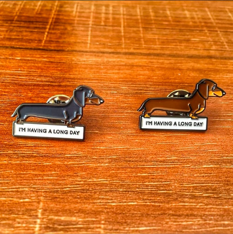 Dachshund Enamel Pins Black or Brown