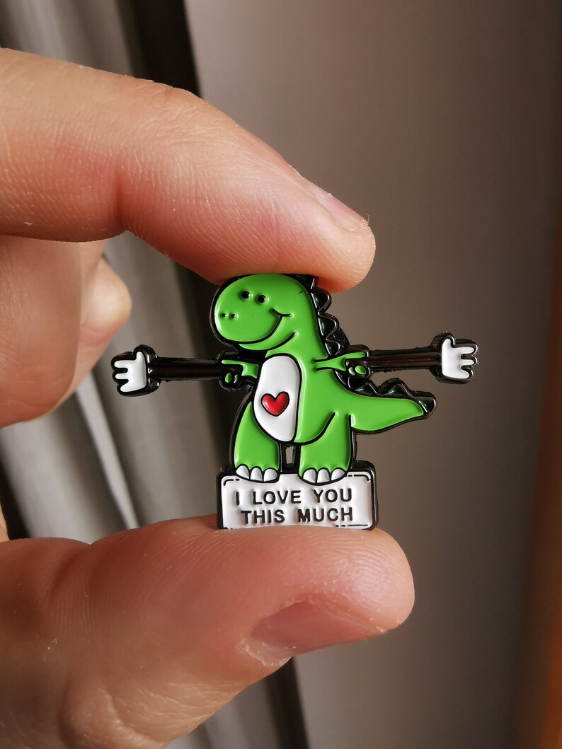 I love you this much dino enamel pin dinosaur pin I Love Dinosaur Pins Animal Hard Enamel Pin Pin Gift For Her image 5