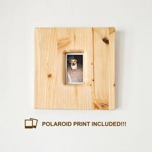 Rustykalna drewniana rama do zdjęć, montowana na ścianie, drewniana, do zdjęć ściennych, ręcznie robiona - w zestawie wydruk Polaroid!