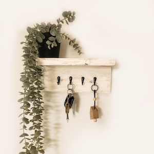Personalized Rustic Key Holder Shelf: Reclaimed Fir Wood Entryway Organizer