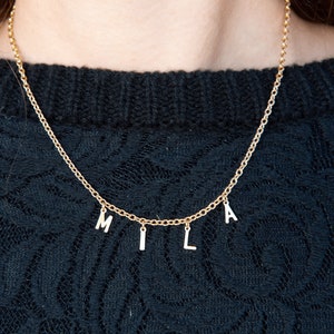 Custom Letter Necklace Custom Name Necklace Initial Necklace Personalized Name Jewelry Spaced Letter Necklace in Gold or Silver