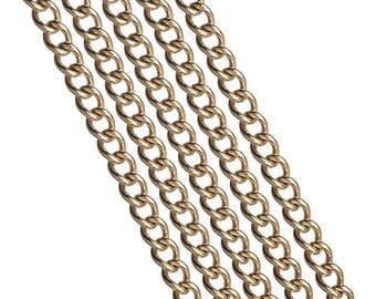 4mm x 3mm Permanent Waterproof Gold Stainless Steel Curb Chain Sold By The Foot