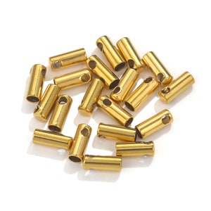 0.9mm Glue-In Cord End Cap in Waterproof Gold Sold by the piece