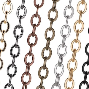3mm x 4mm Cable Chain Available in Multiple Finishes Sold By The Foot.