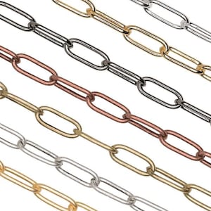 11mm x 4.25mm Paperclip Cable Chain Available in Multiple Colors Sold by the Foot