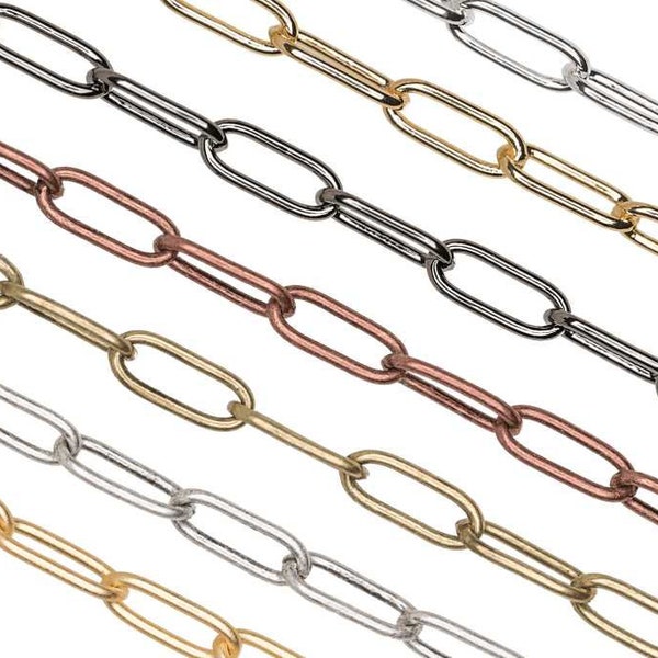 11mm x 4.25mm Paperclip Cable Chain Available in Multiple Colors Sold by the Foot