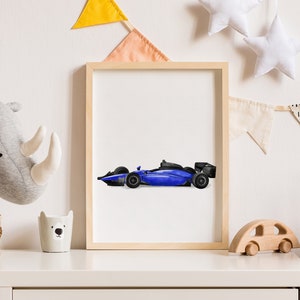 Blue Race Car Print, Racing Wall Art, Sport Car Poster, Racing Boy Bedroom Decor, Sports Bedroom Decor, DIGITAL, Race1