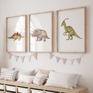 Set of 3 Dinosaur Wall Art, Toddler Boys room prints, Nursery Boy Prints, Dinosaur Decor, Dino print, Dinosaur Nursery Print, DIGITAL