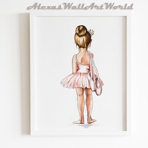 Blonde Ballerina Wall Art, Toddler Girl Room Decor, Blush Pink Ballerina Nursery Decor, Printable Wall Art, Ballet Dancer Girl Bedroom Art