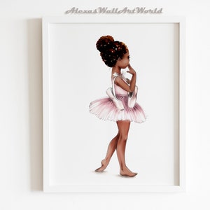 African American Art, Dark Skin Ballerina Poster, Black Ballerina Wall Art, Ballet Dancer Bedroom Art, Personalized Name Ballerina Nursery