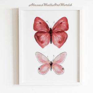 Watercolor Butterfly Wall Art,  Nursery Decor Girl Butterfly, Girls Bedroom Wall Art, Pink Butterfly Print,  Butterfly Ornament Farmhouse