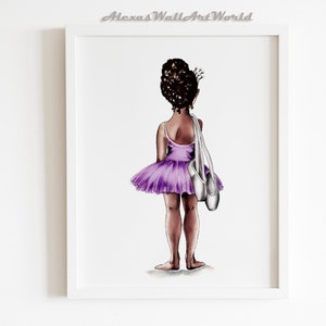 Black Ballerina Wall Art, Dark Skin Little Girl Nursery Decor, African American Wall Art,  Ballet Dancer Poster, Toddler Girl Room Decor
