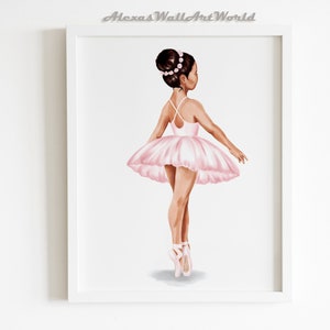 African American Ballerina, Ballet Dancer Nursery Wall Art Print,  Black Ballerina Wall Art, Ballet Print for Girls Bedroom, Toddler Bedroom