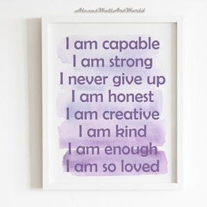 Positive Daily Affirmations for Kids, Personalized Kids Print, Children Empowerment, Toddler Bedroom Decor, Inspirational Poster, DIGITAL