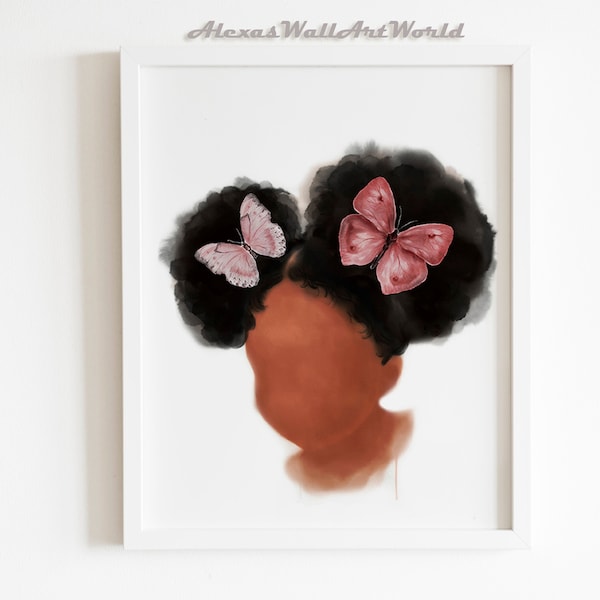 African American Girl Kunst, Black Girl Magic, Schwarze Prinzessin Wandkunst, personalisierte Prinzessin Druckbare, Bilder für Baby Mädchen Kinderzimmer