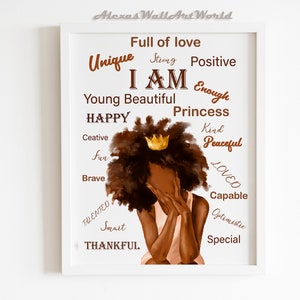 Black Girl Magic, Young Queen Art Print, Teen Girl Room Art, Positive Affirmations Wall Art, Personalized Princess Printable, DIGITAL