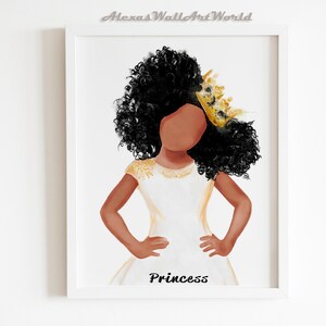 Young Queen Wall Art Printable, African American Princess Girl Art, Black Girl Magic, Toddler Girl Bedroom Wall Art, Black Princess Poster