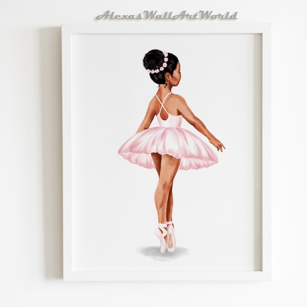 Danseuse de ballet afro-américaine, art mural ballerine pour chambre d'enfant, art mural ballerine noire, impression ballet pour chambre de fille, chambre pour tout-petit