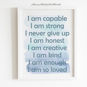 Personalized Positive Daily Affirmations for Kids Printable, Children Empowerment, Toddler Motivational Quote, Inspirational Poster
