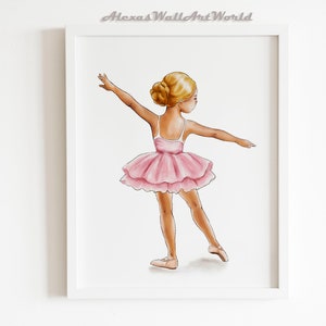 Wall Art for Girls, Ballerina Nursery Wall Art Print, Blush Pink Ballerina Wall Art, Blonde Ballerina Bedroom Poster, Ballet Dancer Bedroom