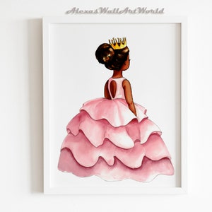 Black Girl Magic, Black Princess Wall Art, African American Illustration, Personalized Princess Printable, Young Queen Art, Girls Room Decor