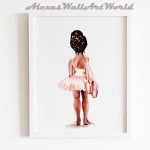 Afro Ballerina Print, African American Wall Art, Toddler Girl Bedroom Nursery Decor, Ballet Dancer Bedroom Decor, Afro American New Mom Gift