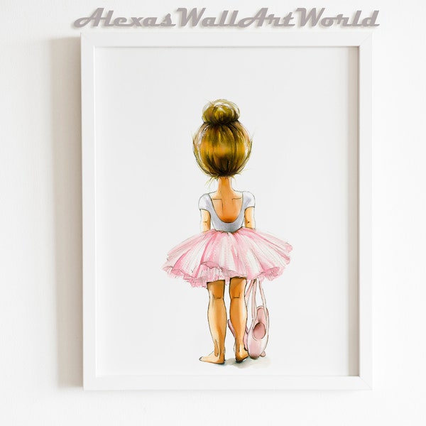 Wall Art for Girls, Ballerina Nursery Print, Soft Watercolour Ballerina, Girly Artwork, Ballet Dancer, Prima Ballerina Shoes, Birthday Girl