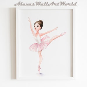 Wall Art for Girls, Ballerina Nursery Print, Soft Watercolour Ballerina Wall Art, Ballet Dancer Bedroom Art, Ballerina Wall Art