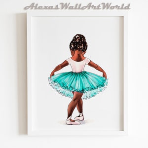 Afro Girls Nursery Decor, Dark Skin Ballerina Girl Print, Ballerina Wall Art, Toddler Girl Bedroom Printable Decor, Ballet Dancer Poster