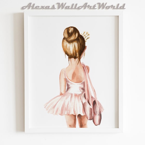 Blonde Ballerina Wall Art, Little Princess Girls Print, Toddler Girl Nursery Decor,  Ballet Dancer Poster, Prima Ballerina Shoes, WATERCOLOR