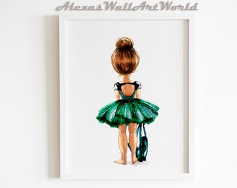 Girls Room Decor, Ballerina Wall Art Baby Girl Nursery Print, Fluffy Sparkle Tutu Dress, Girly Artwork, Ballet Dancer, Prima Ballerina Shoes