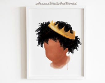 African American Prince, Young King Wall Art Printable, Black Boy Joy, Personalized Name Boys Bedroom Decor, Black Excellence, DIGITAL