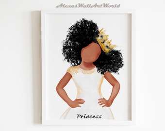 Young Queen Wall Art Printable, African American Princess Girl Art, Black Girl Magic, Toddler Girl Bedroom Wall Art, Black Princess Poster