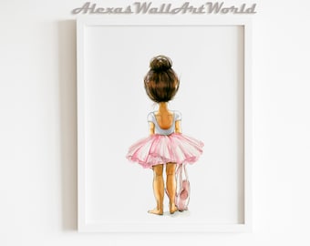 Wall Art for Girls, Ballerina Nursery Print, Soft Watercolour Ballerina, Girly Artwork, Ballet Dancer, Prima Ballerina Shoes, Birthday Girl