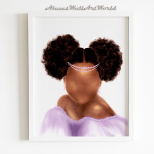African American Girl Art, Personalized Black Girl Princess Print, Melanin Queen (Digital File)
