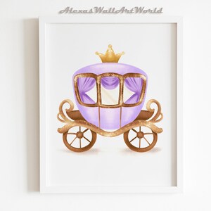 Prinses Koets Kunst aan de Muur, Kleine Prinses Slaapkamer Poster Afdrukbaar, Prinses Kwekerij Decor, Prinses Thema Meisje Slaapkamer Wall Art, DIGITAAL