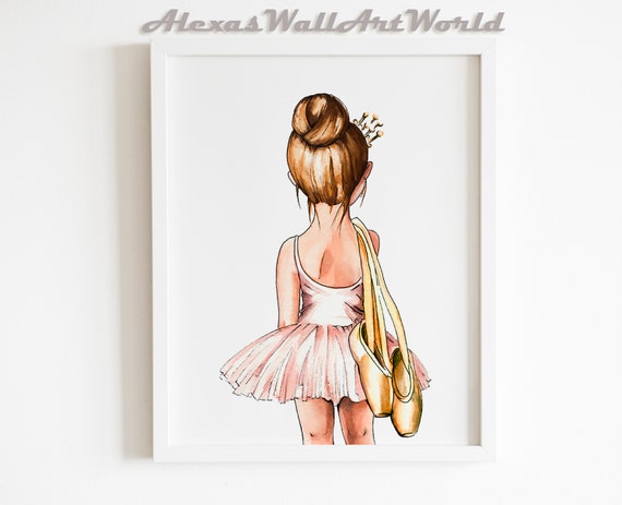 Ballerina Nursery Print, Blush Pink Ballerina Wall Art, Blonde Ballerina Toddler Girl Bedroom Poster, Neutral  Soft Watercolor Nursery Decor