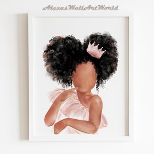 African American Princess Art, Young Queen Wall Art Printable, Black Girl Crown Poster, Black Girl Magic, Toddler Bedroom Decor, DIGITAL
