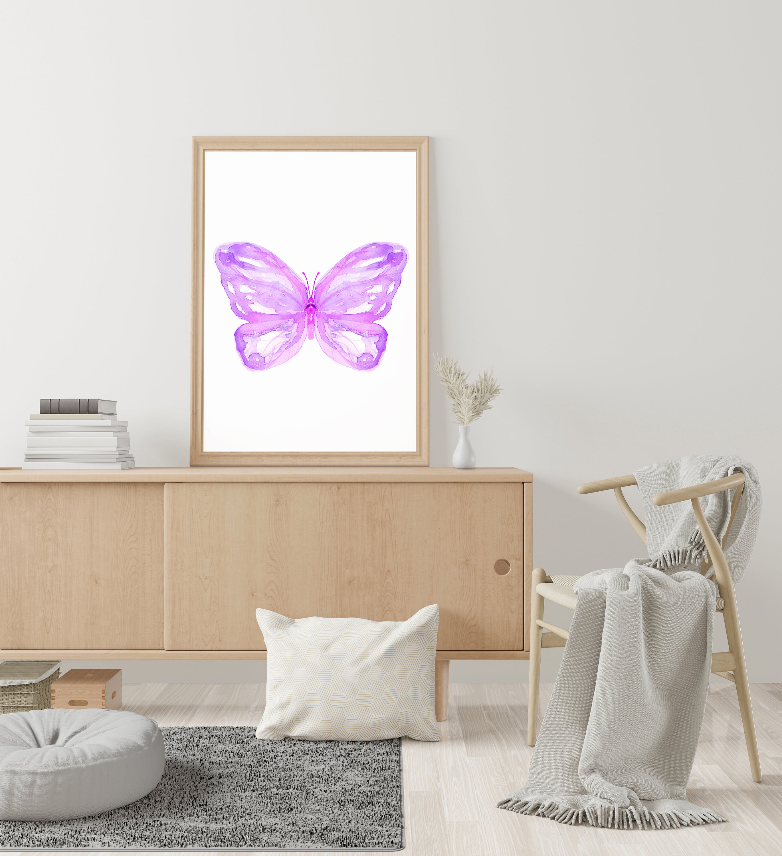 Nursery Decor Girl Butterfly, Watercolor Purple Lavender Butterfly ...