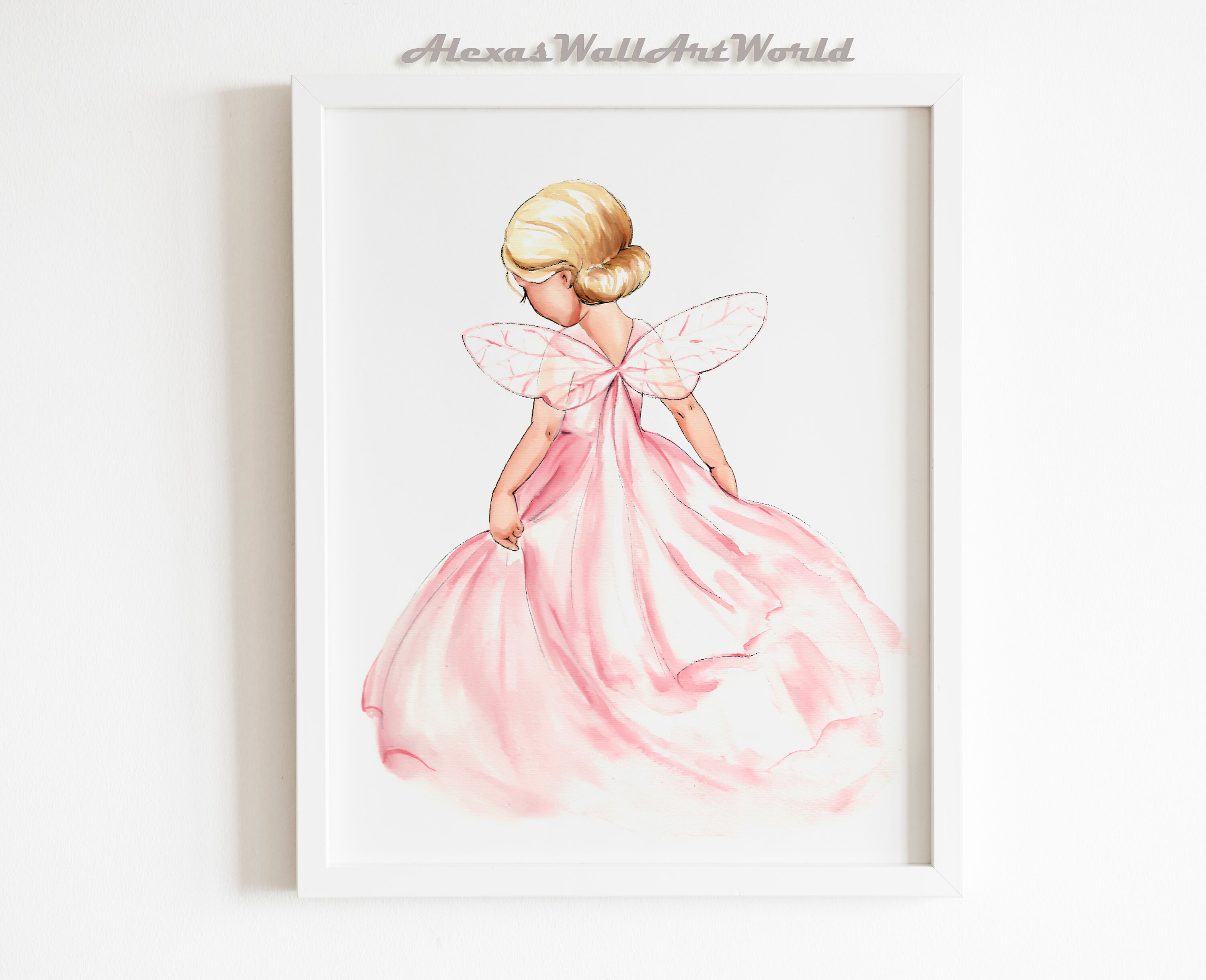 Personalized Printable Fairy Art Print, Girl Nursery Wall Art, Blush ...