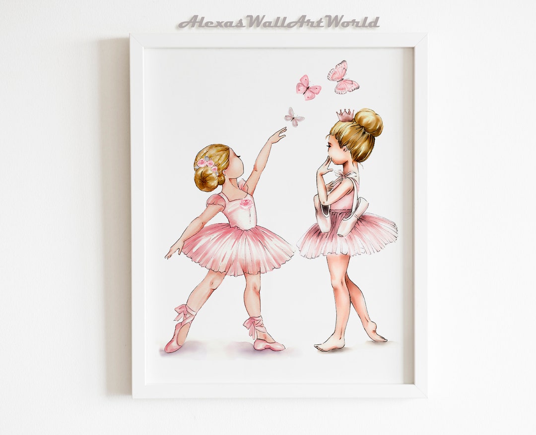 Little Ballerina Sisters Wall Art Blush Pink - Etsy