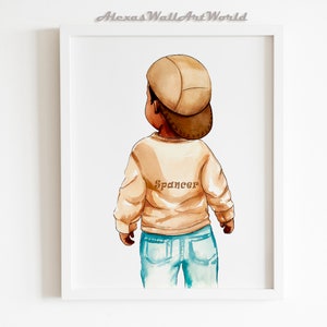Black Boy Joy Poster, Personalized Name Boy Wall Art, African American Little Boy Wall Art, Boys Nursery Poster, Boys Bedroom Decor