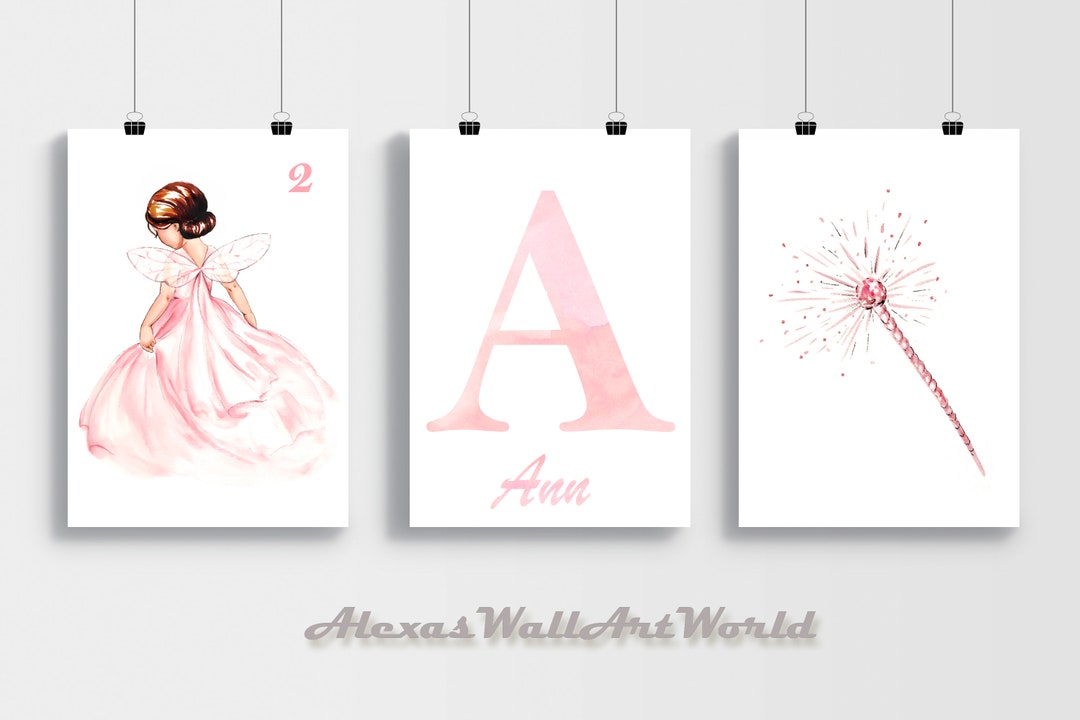 Set of 3 Fairy Wall Art Prints, Personalized Printable Fairy Art, Girl ...