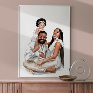 Aangepaste aquarel print, familieportret, aangepast portret van foto, portretten van foto's, gepersonaliseerde cadeaus, Vaderdagcadeau