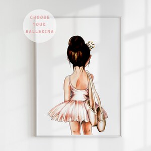 Ballerina Wandbild, Prinzessin Ballerina Kinderzimmer Dekor, Aquarell Ballett Tänzerin Poster, Ballett-Liebhaber Geschenk, Ballerina Schuhe, hochwertige Kunst