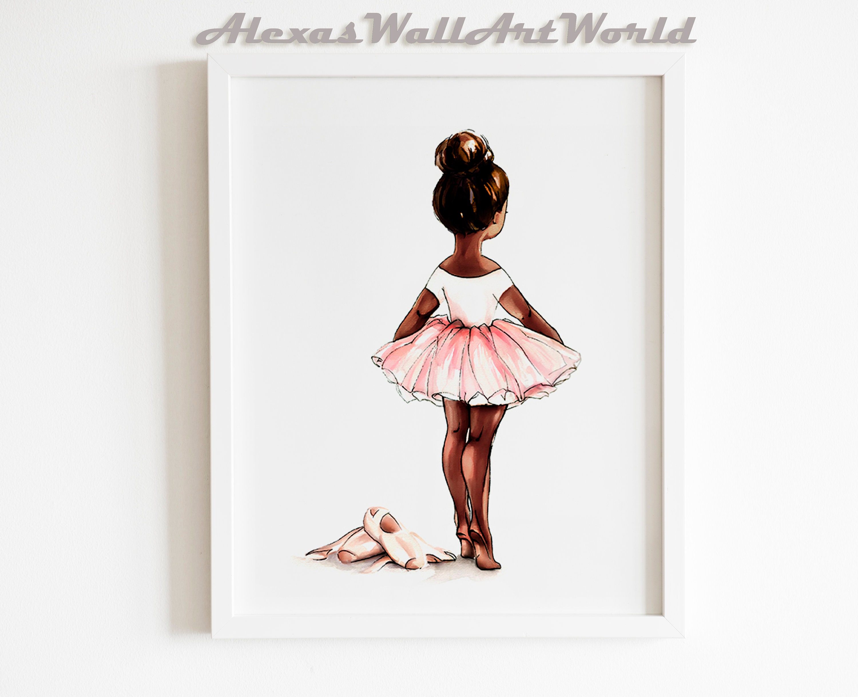 Dark Skin Ballerina Wall Art African American Ballerina Art Etsy