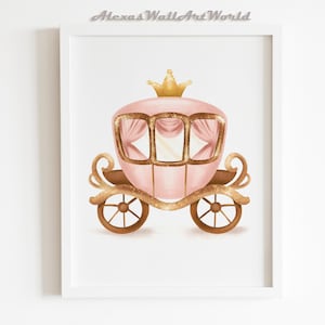 Kleine Prinses Slaapkamer Poster Afdrukbaar, Prinses Koets Kunst aan de Muur, Prinses Kwekerij Decor, Prinses Thema Meisje Slaapkamer Wall Art, DIGITAAL
